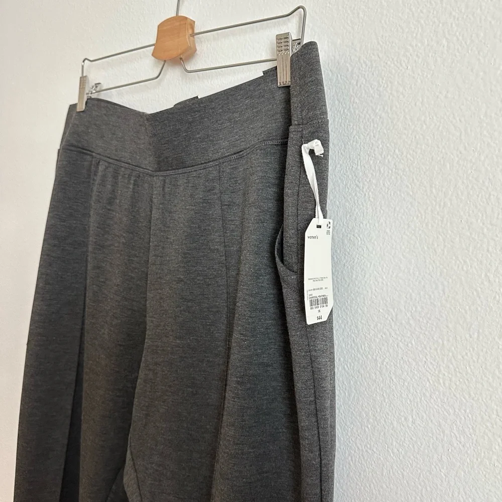 STYLUS Charcoal Gray Ponte Knit Mid-Rise Ankle Slit Jogger Pants Size 1X